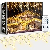 ARKOCHIC 10M Luci Natale Esterno Cascata, 320 LED Tenda Luminosa Natale Bianco Caldo Luminarie Natalizie da Esterno con 8 Modalità, Memoria, Luci Decorazioni Natalizie per Casa, Balcone, Finestra