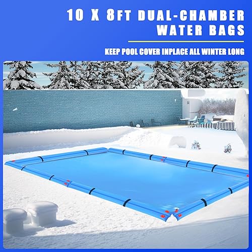 Miniatura 2 de Bolsas de agua para piscina, paquete de 10 tubos de agua de doble cámara resistentes de 8 pies, pesos para piscina enterrada, 25 bolsas de agua