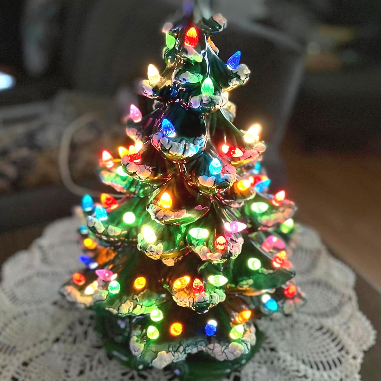 Ceramic Christmas Tree Replacement Lights Bulbs, Flame Shape Light up Artcraft Accessories for Ceramic Tree, Multicolor Medium Twist Light Ornaments, 120Pcs   3 Star