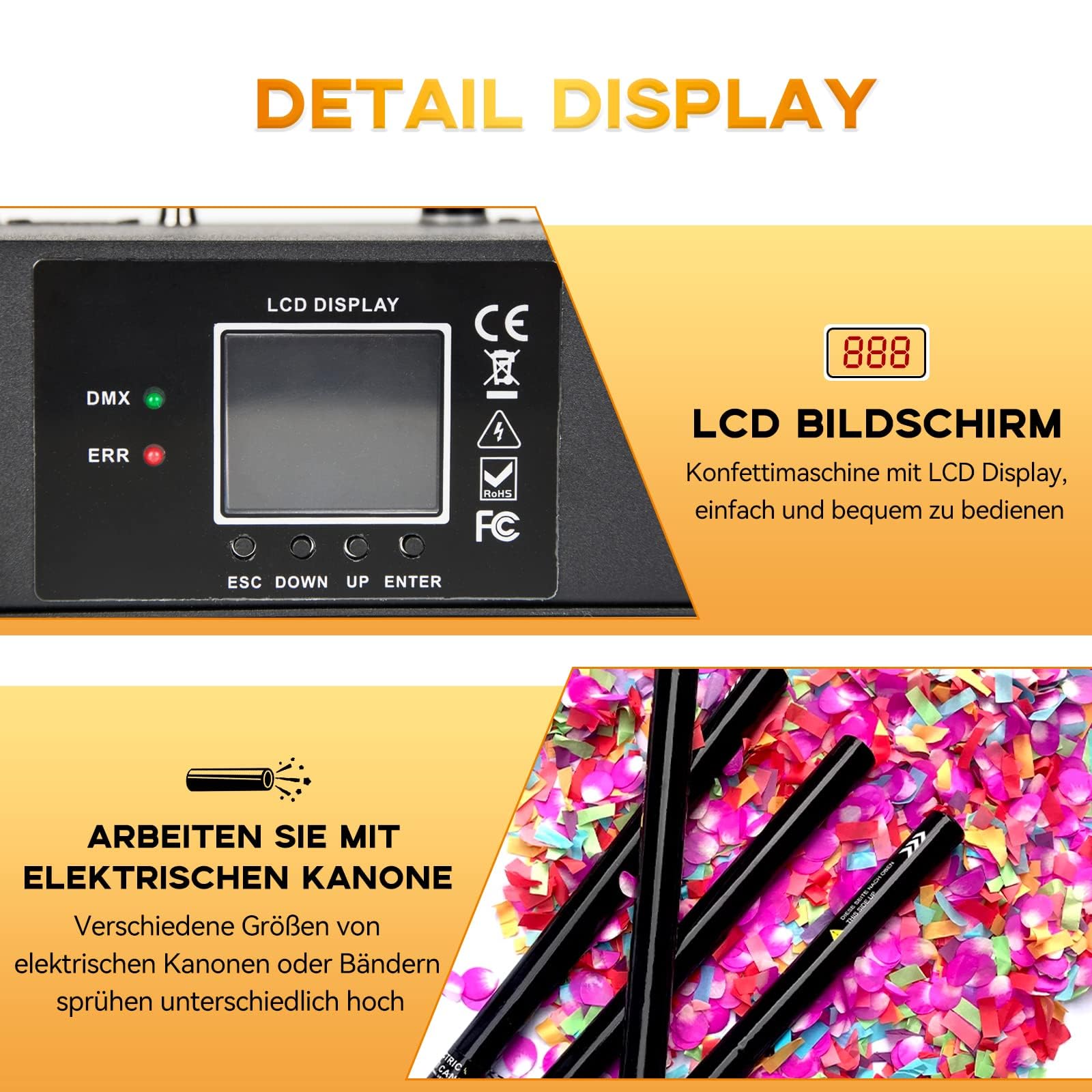 DMX, macchina per coriandoli a 4 teste con controllo DMX, macchina per coriandoli per feste e matrimoni