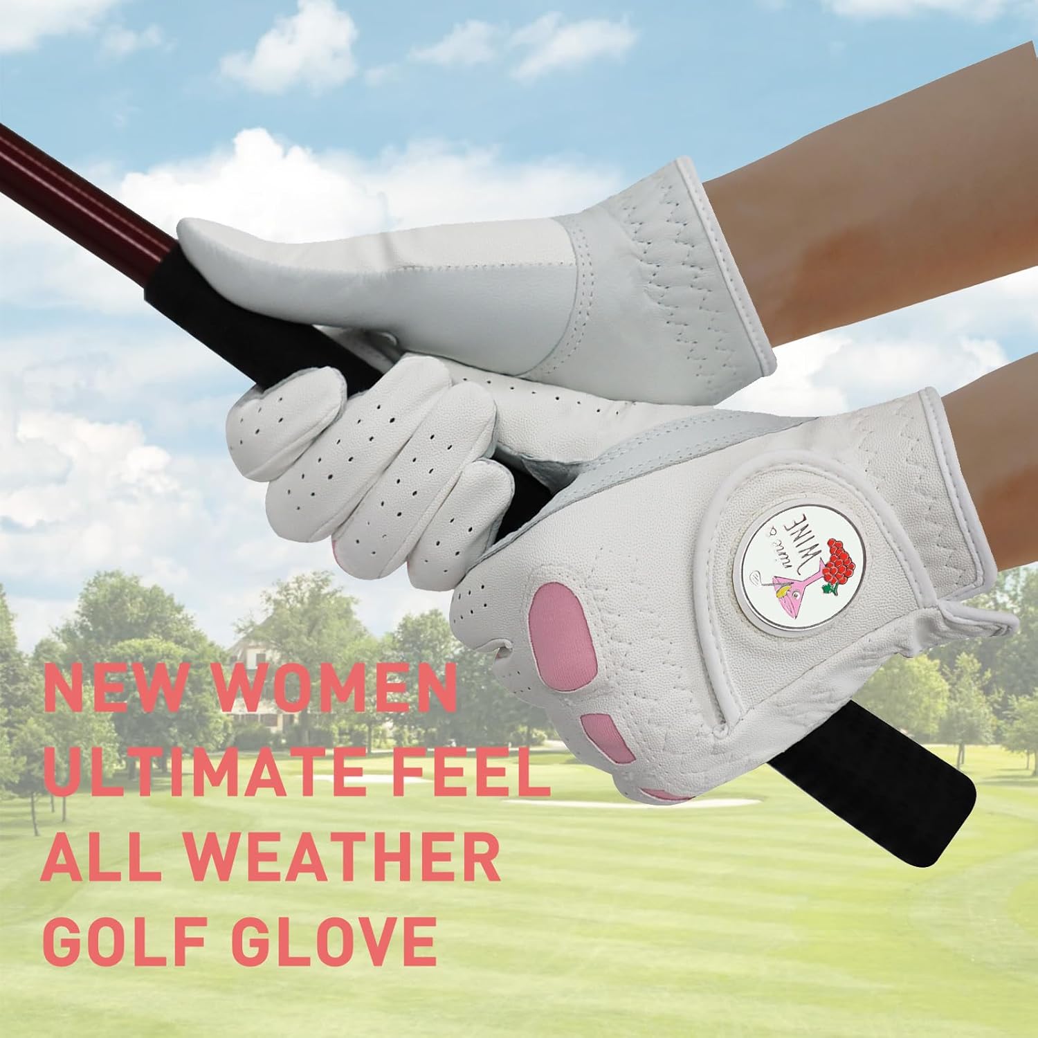 Women Golf Gloves Premium Leather with Magnetic Ball Marker Left Right Hand 1 Pack, Extra Grip for Ladies Comfortable Durable Size Small Medium Large - Image 5