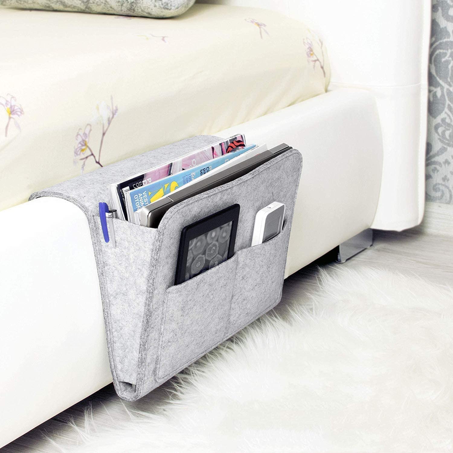 ADAKASI Bedside Caddy Pockets Bed Hospital Bed Kids Baby Bed Holder Dorm College Room Bunk bed Hanging Storage felt Organizer Remote Holder Hanging Organizer-image-23