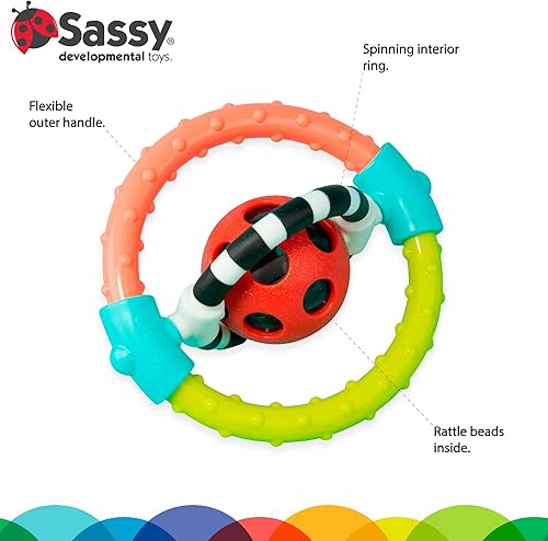 Miniatura 3 de Sassy Anillo flexible giratorio y masticable con giradores de doble acción, para mayores de 0 meses