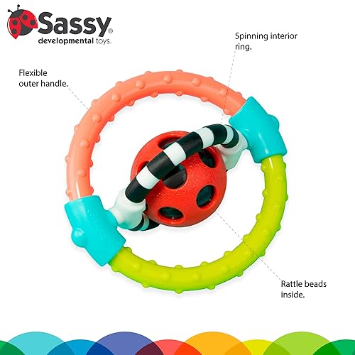 Miniatura 3 de Sassy Anillo flexible giratorio y masticable con giradores de doble acción, para mayores de 0 meses