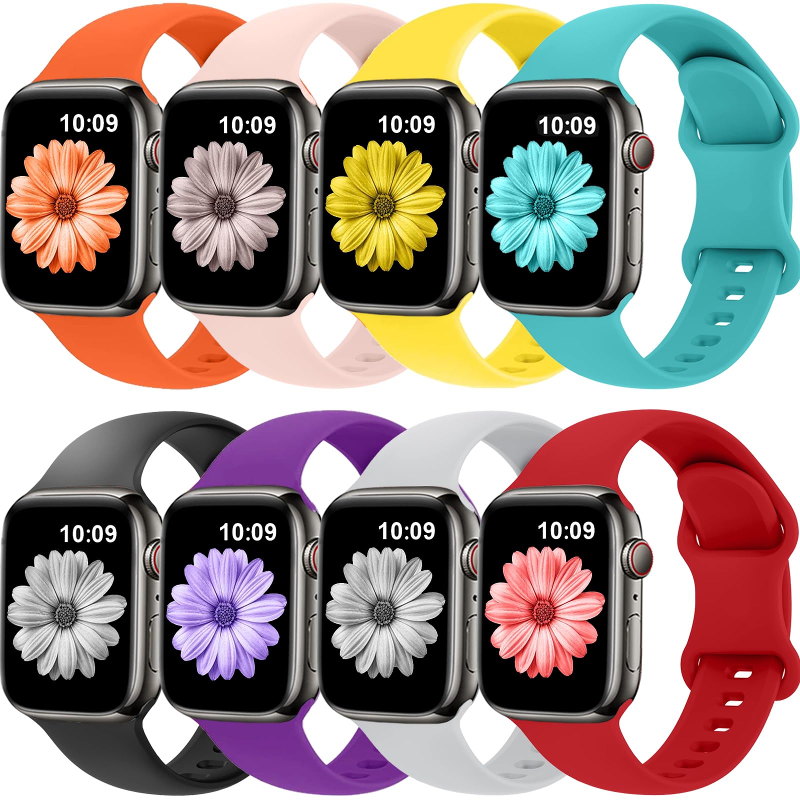 Compatible con correas de Apple Watch de 38 mm, 40 mm, 41 mm, 42 mm, 44 mm, 45 mm, 49 mm, correa de repuesto de silicona para mujeres y hombres, para iWatch Series 9, 8, 7, 6, 5, 4, 3, 2, 1
