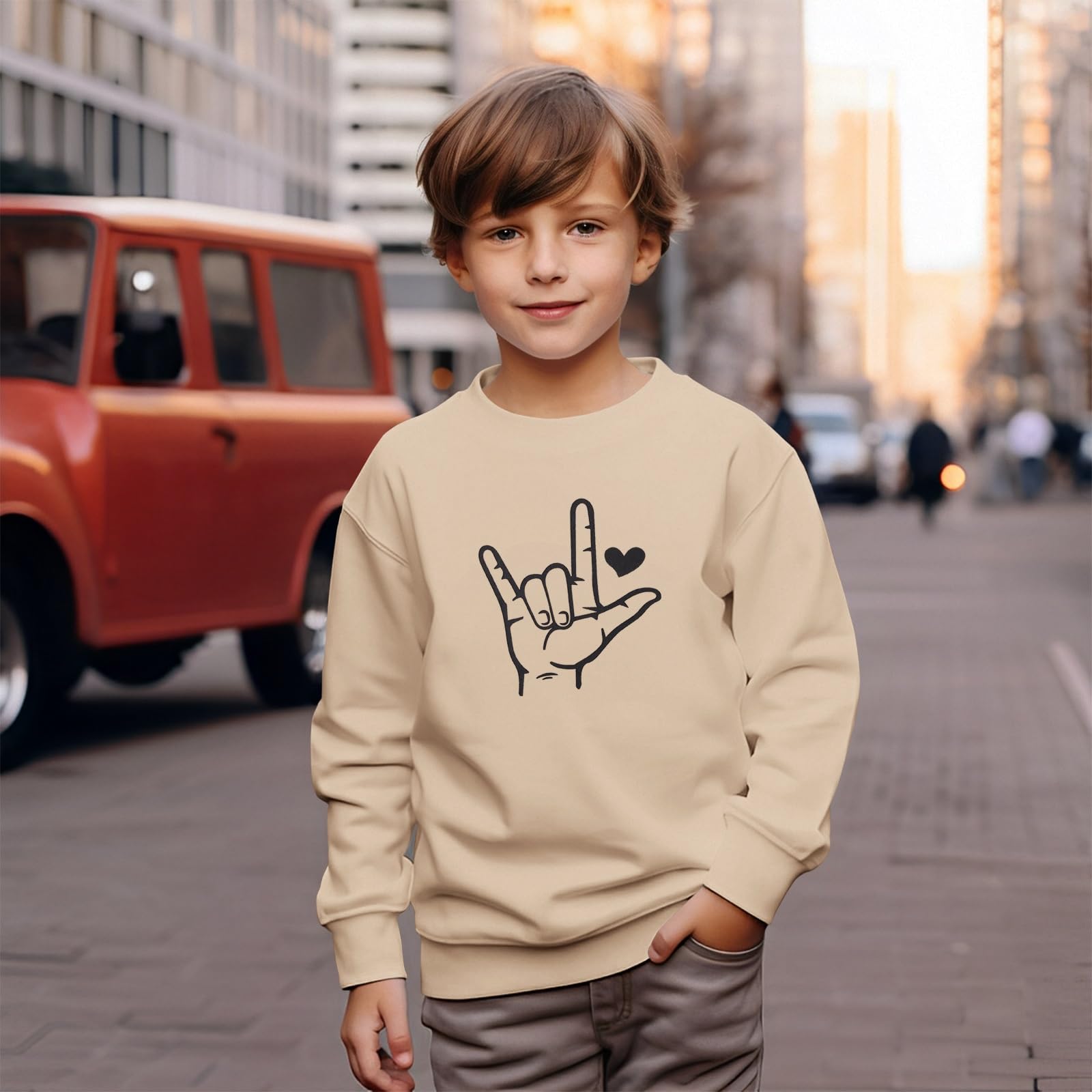 MODNTOGA Sudadera de manga larga con cuello redondo para niños y niñas, diseño de corazón retro