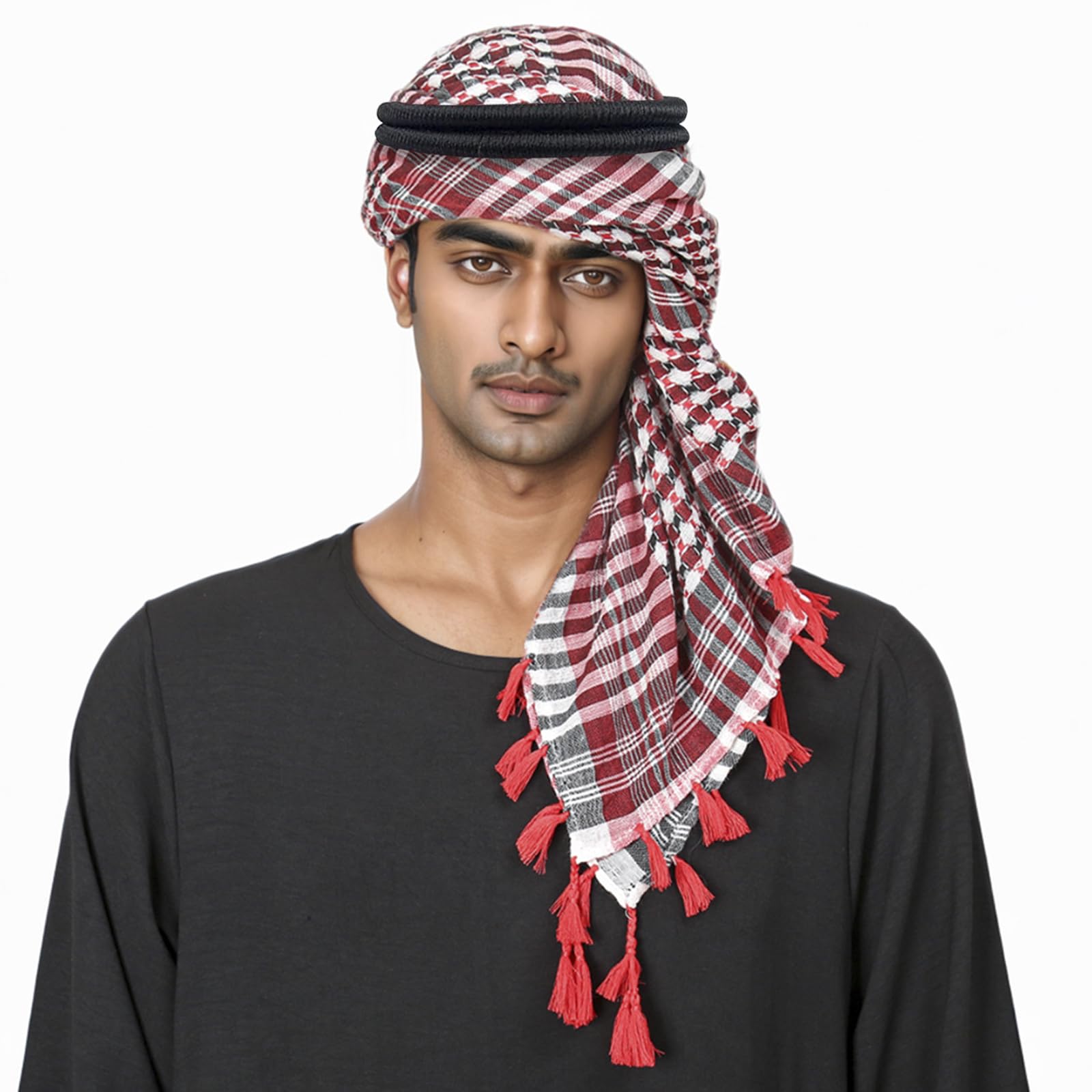 PURFUN Men's Large Arab Shemagh Headscarf Muslim Headcover Shawl Keffiyeh Arabic Scarf