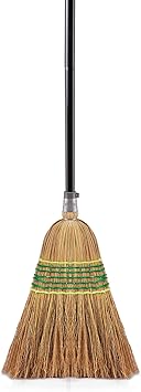 Yocada Heavy-Duty Corn Broom Commercial Indoor Outdoor Broom 59.8 inch Tall for Courtyard Garage Lobby Mall Market Floor Home Office Leaves Stone Dust Rubbish