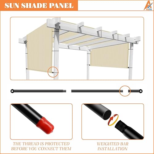 Miniatura 4 de Toldo para pérgola de 7 x 36 pies, para patio, terraza, porche, patio trasero, glorieta, funda de repuesto con ojales espaciados, varillas con peso,