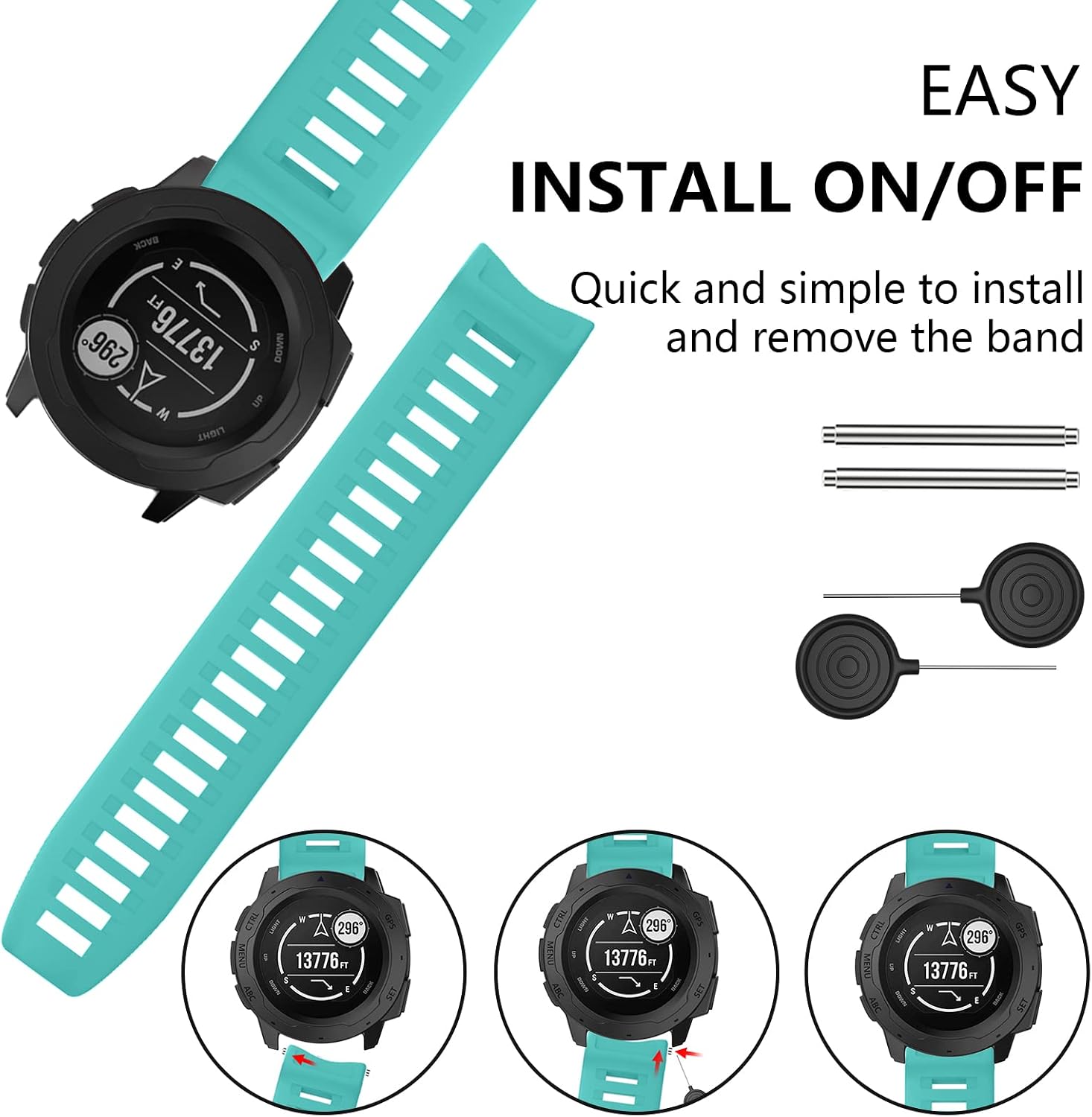 Compatible with Garmin Instinct Band, Soft Silicone Replacement Watch Strap for Garmin Instinct/Instinct 2/Solar/Tactical image 5