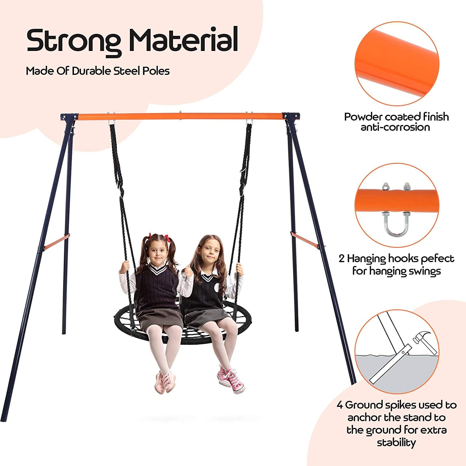 ZENY  Swing with Stand 48Inch Spider Tree Swing with Heavy Duty A