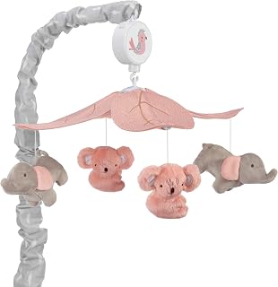 Lambs & Ivy Calypso Musical Crib Mobile - Pink/Gray Koala Elephant Plush with Lullabies for Baby Nursery