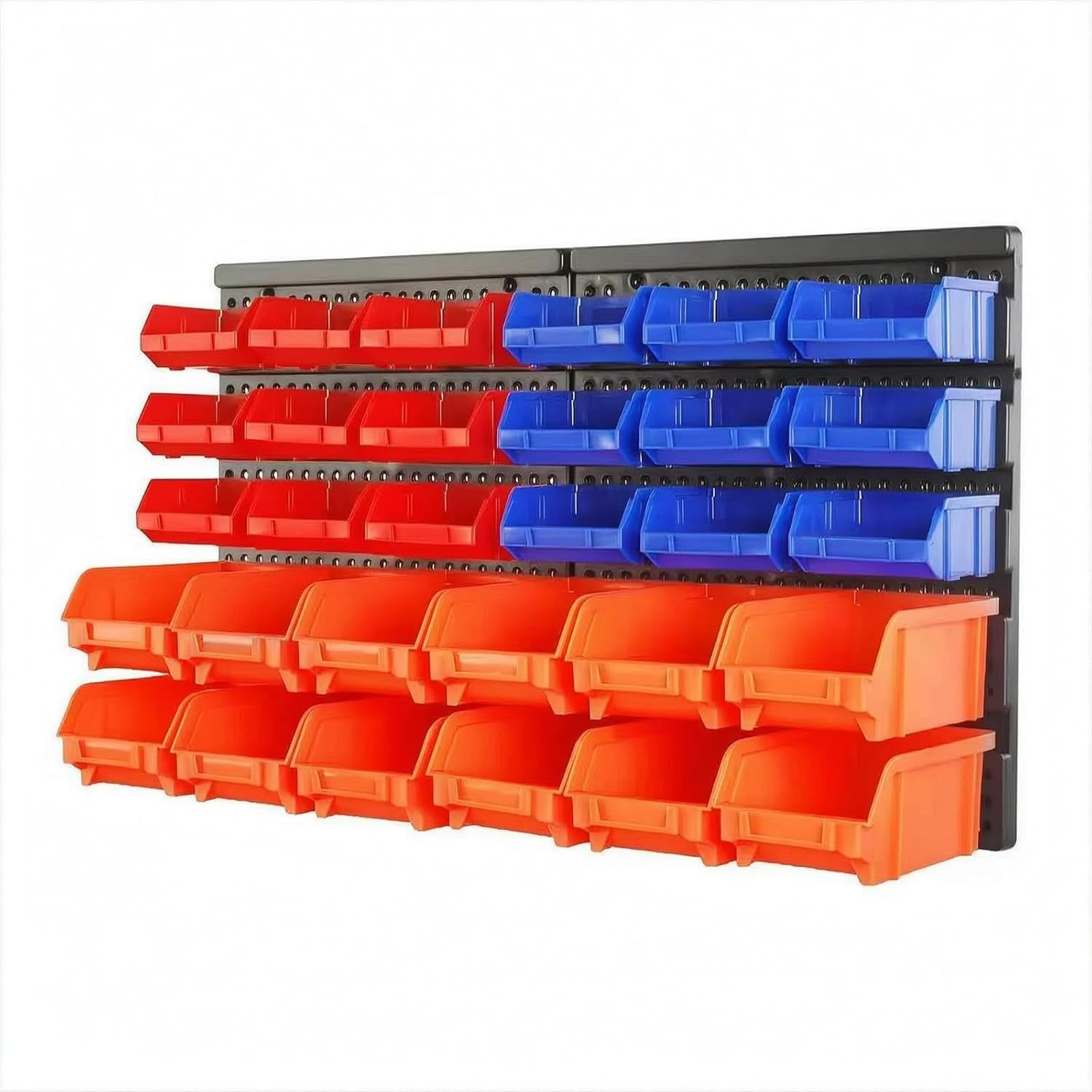 Storage Organizer Panel Pegboard Organizer Bin Rack Wall Board With 30 Open Top Bins Design For Small Parts Sorting suitable for garages craft rooms workstations home storage