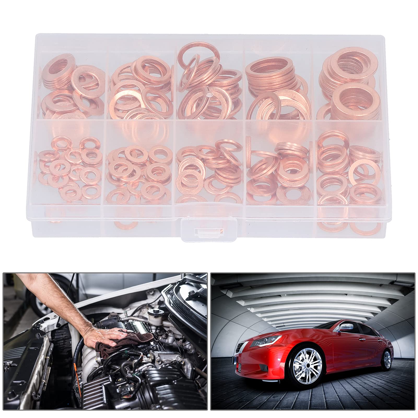 Eawfgtuw Kupfer Unterlegscheiben Set - 100 Stück Dichtungssortiment