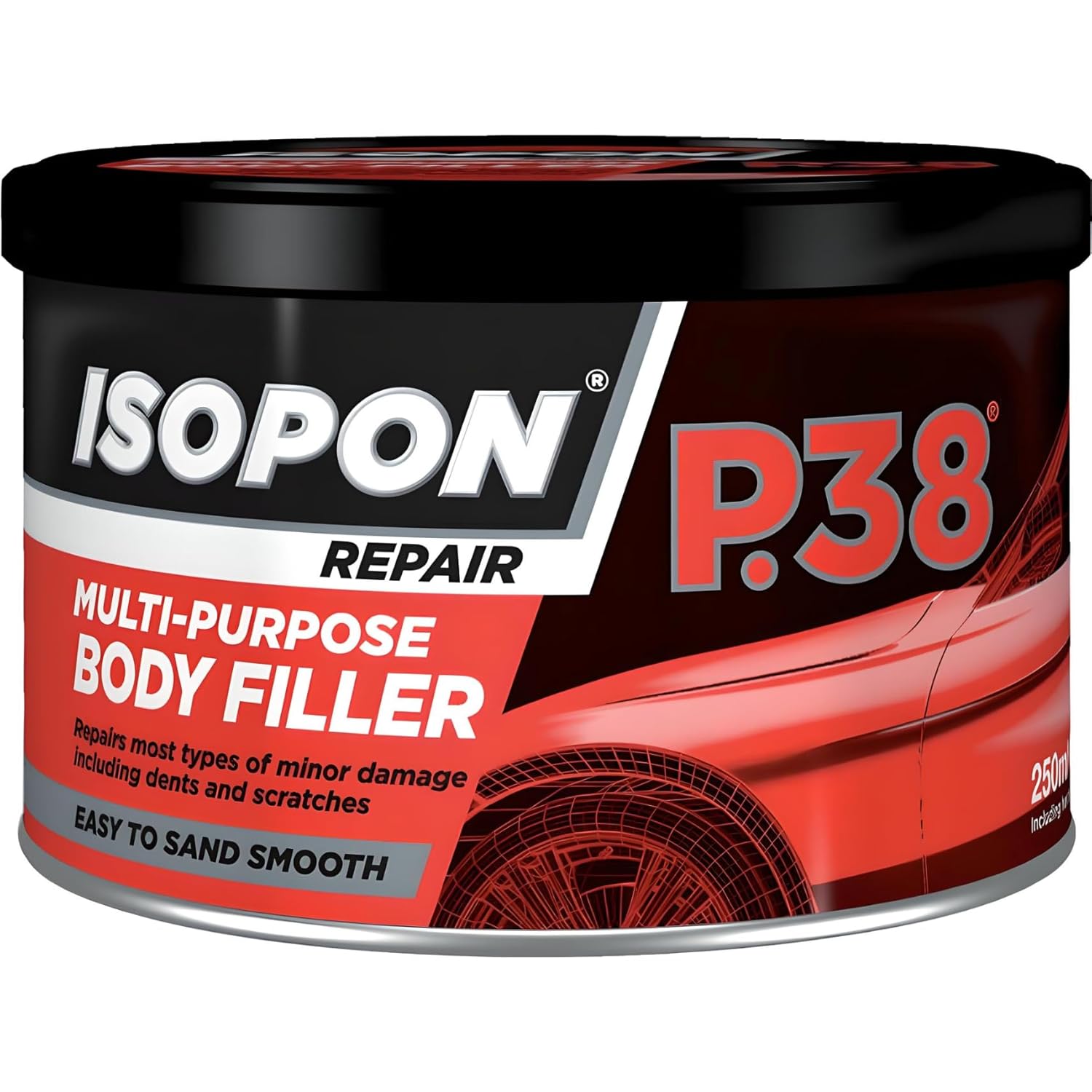 AMK® UPol Isopon P38 Easy Sand Car Body Filler Dent & Scratch Repair 250ml Davids Bodywork
