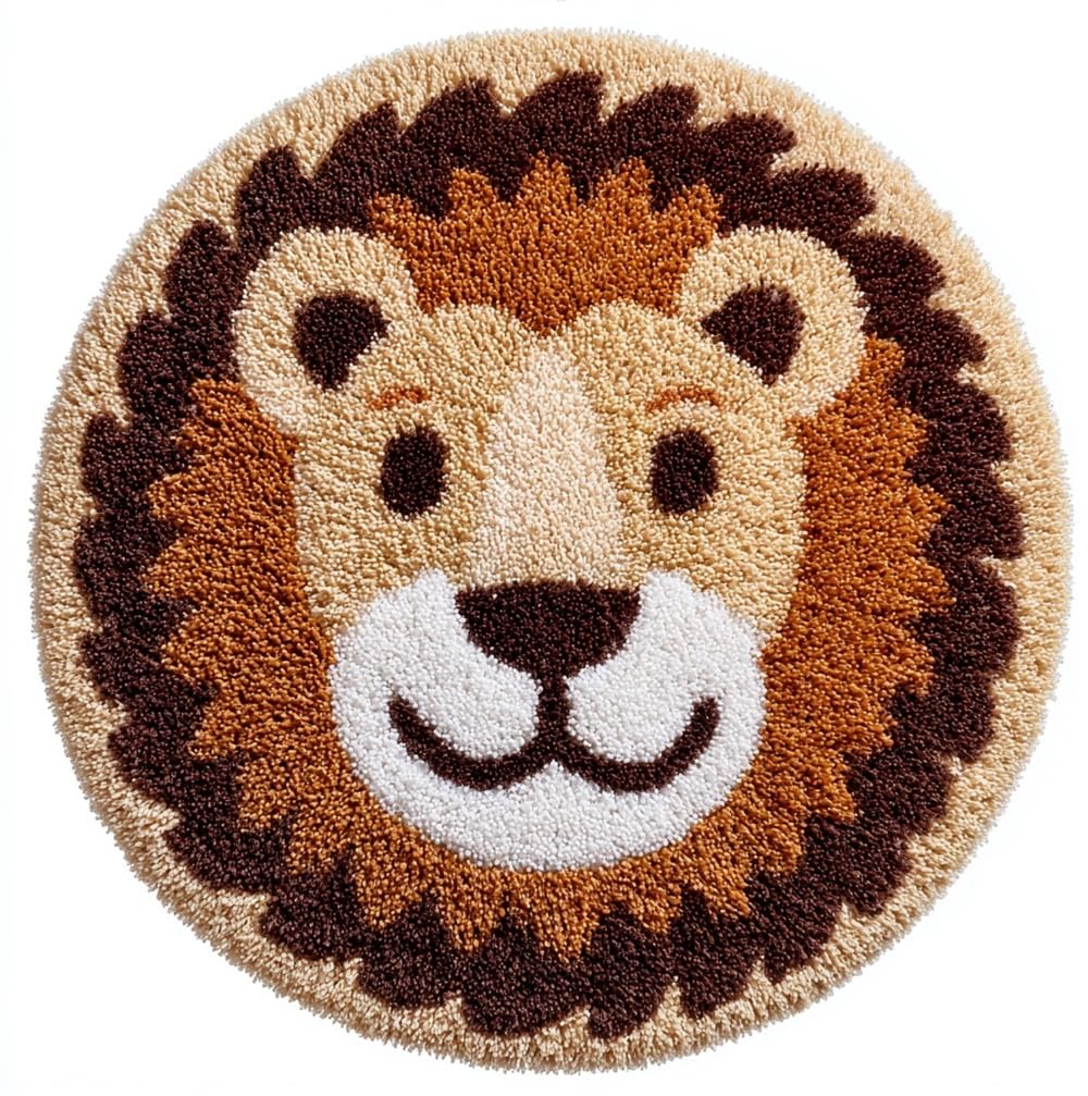 kitphoenix Latch Hook Craft Wild Lion Head Brown