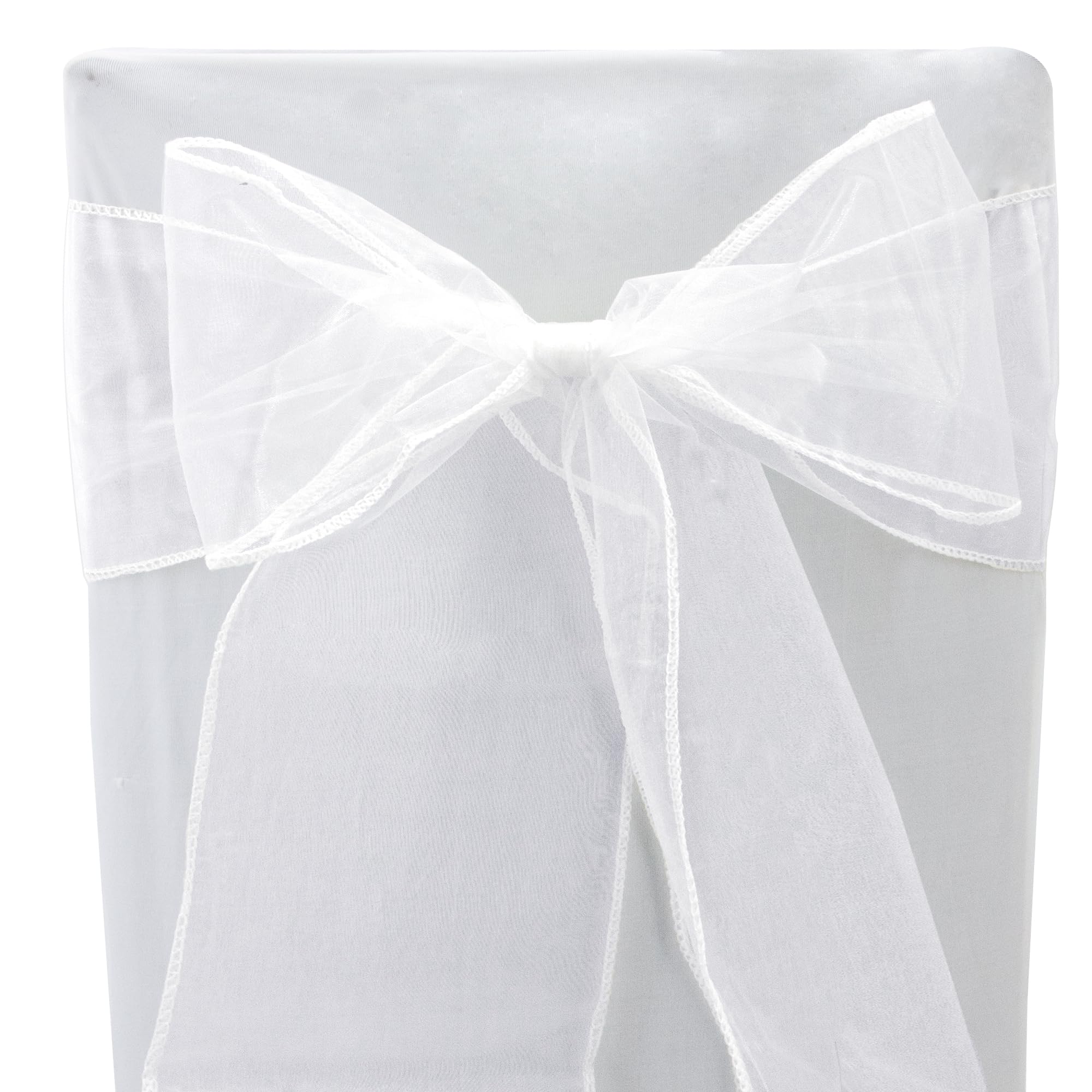 Time to Sparkle 60PCS 17x280cm Organza Chair Sashes Wider Fuller Cover Party Decoration Bow Sashes for Wedding -White