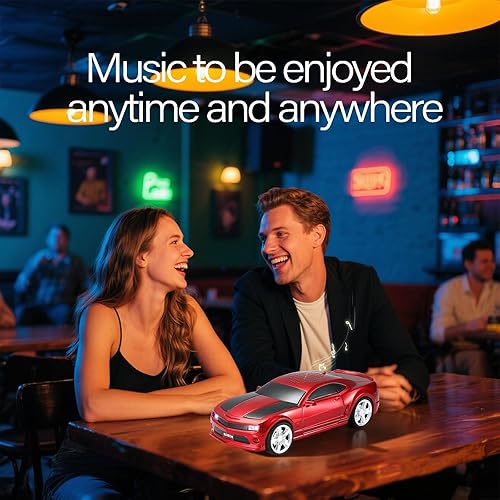 Miniatura 5 de Altavoz portátil inalámbrico para modelo de coche con sonido estéreo, emparejamiento TWS, luces LED de fiesta, reproducción USBTFAUX, ruedas