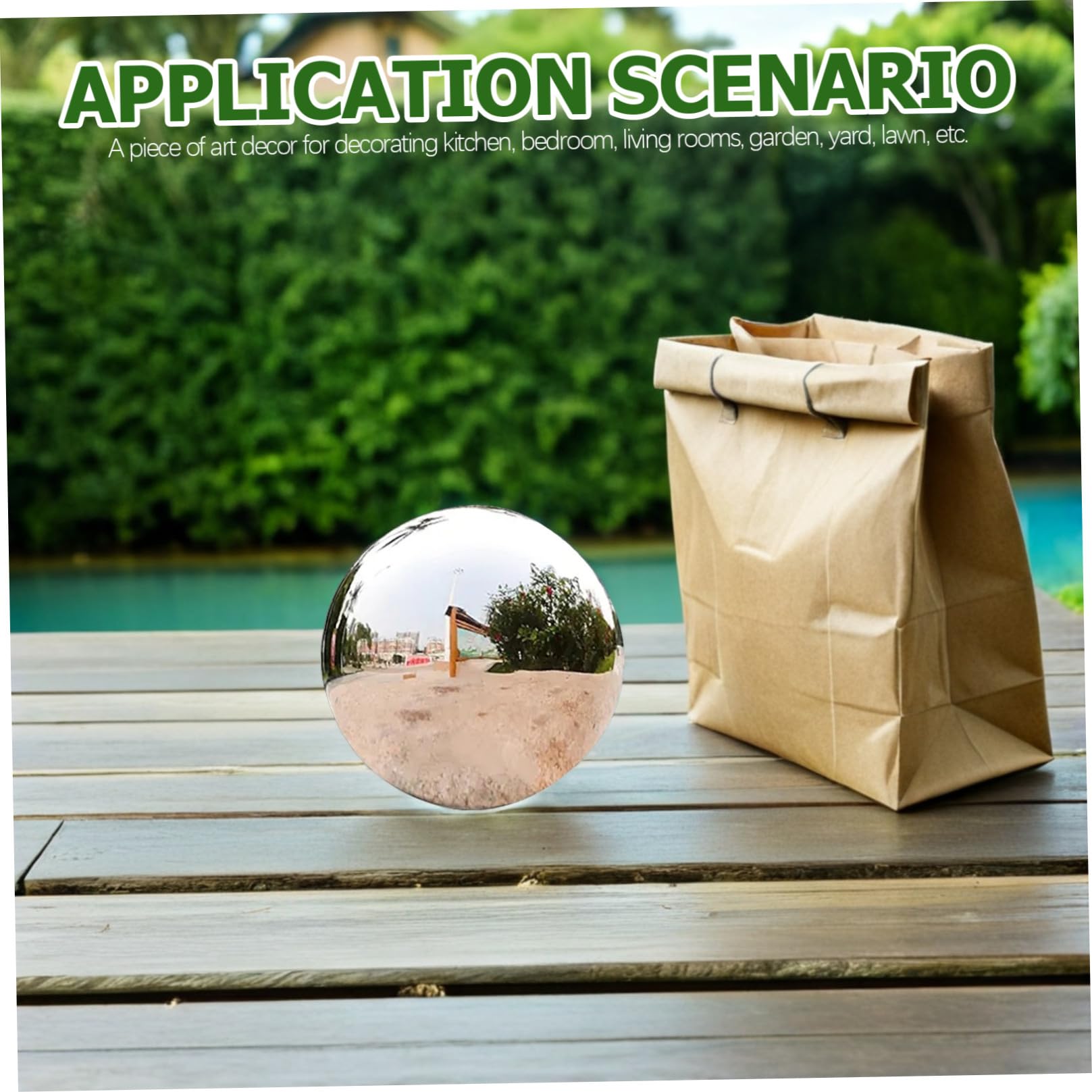 Gadpiparty Sfera Decorativa Inox da Argento in Acciaio Giardino Riflettente