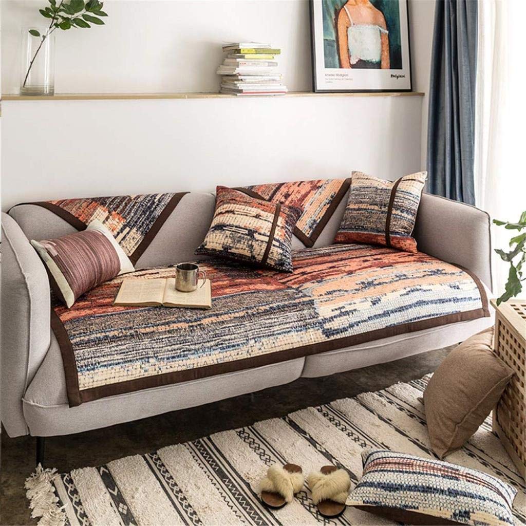 Sofabezug Ecksofa L Form, Jacquard Sofaüberwürfe Sektional, 1/2/3/4 Seater Sofahusse Möbel-Schutz Anti-Rutsch-Resistant Möbel Couch Abdeckung Verkauft von Stück lieber als Set,B,W90xL120cm(35x47inch)