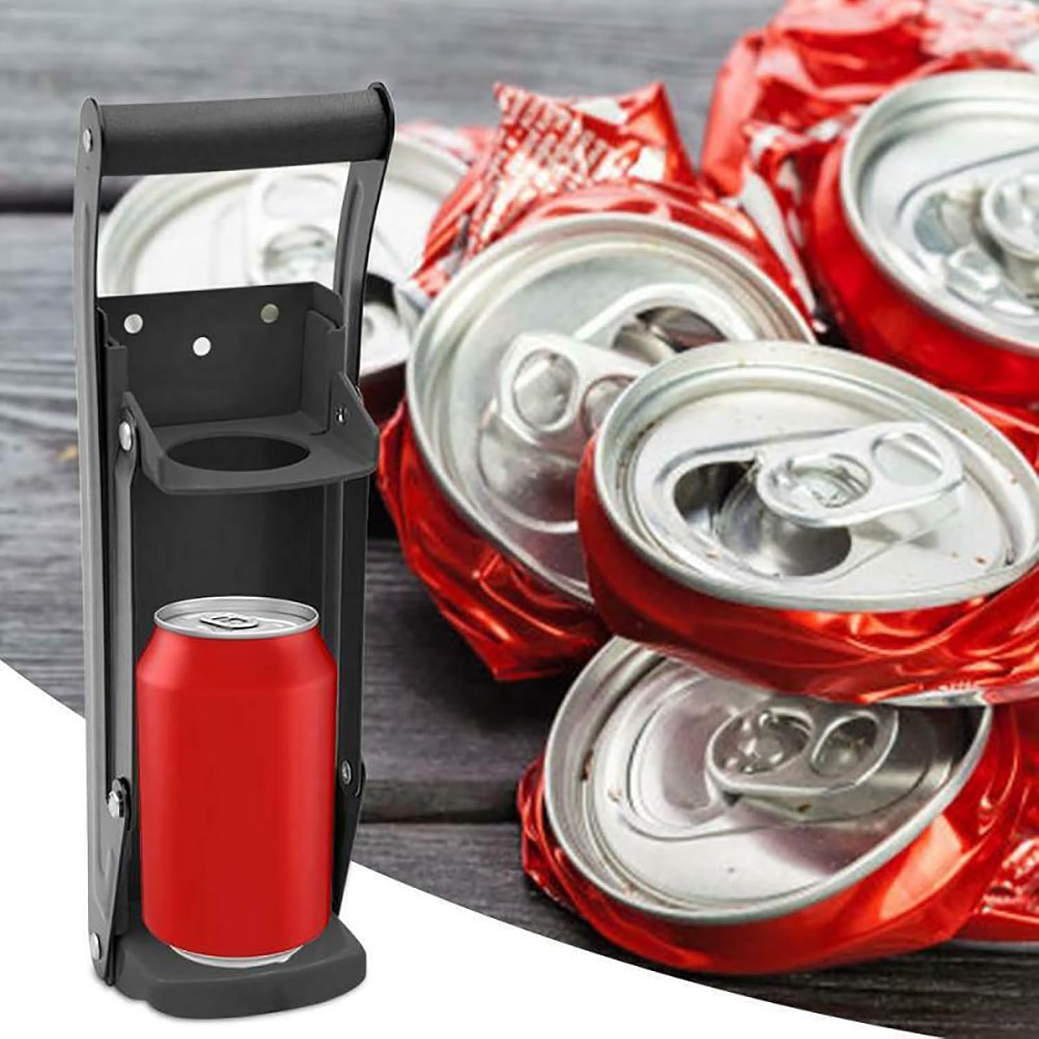 500ml/16.9OZ Can Crusher, Can Opener Beer Tin Crusher, with Grip Handle, for Plastic Bottles, Aluminum Soda, Sparkling Water, Beer Cans and Bottle Recycling