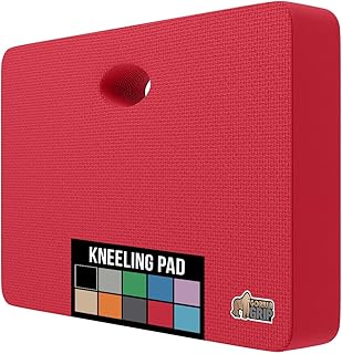 GORILLA GRIP Extra Thick Patent Pending Soft Foam Kneeling Pad, Supportive Large Cushion Knee Pads for Gardening, Baby Bath Time, Dirt and Water Resistant, Workout and Garden Supplies, 17.5x11, Red