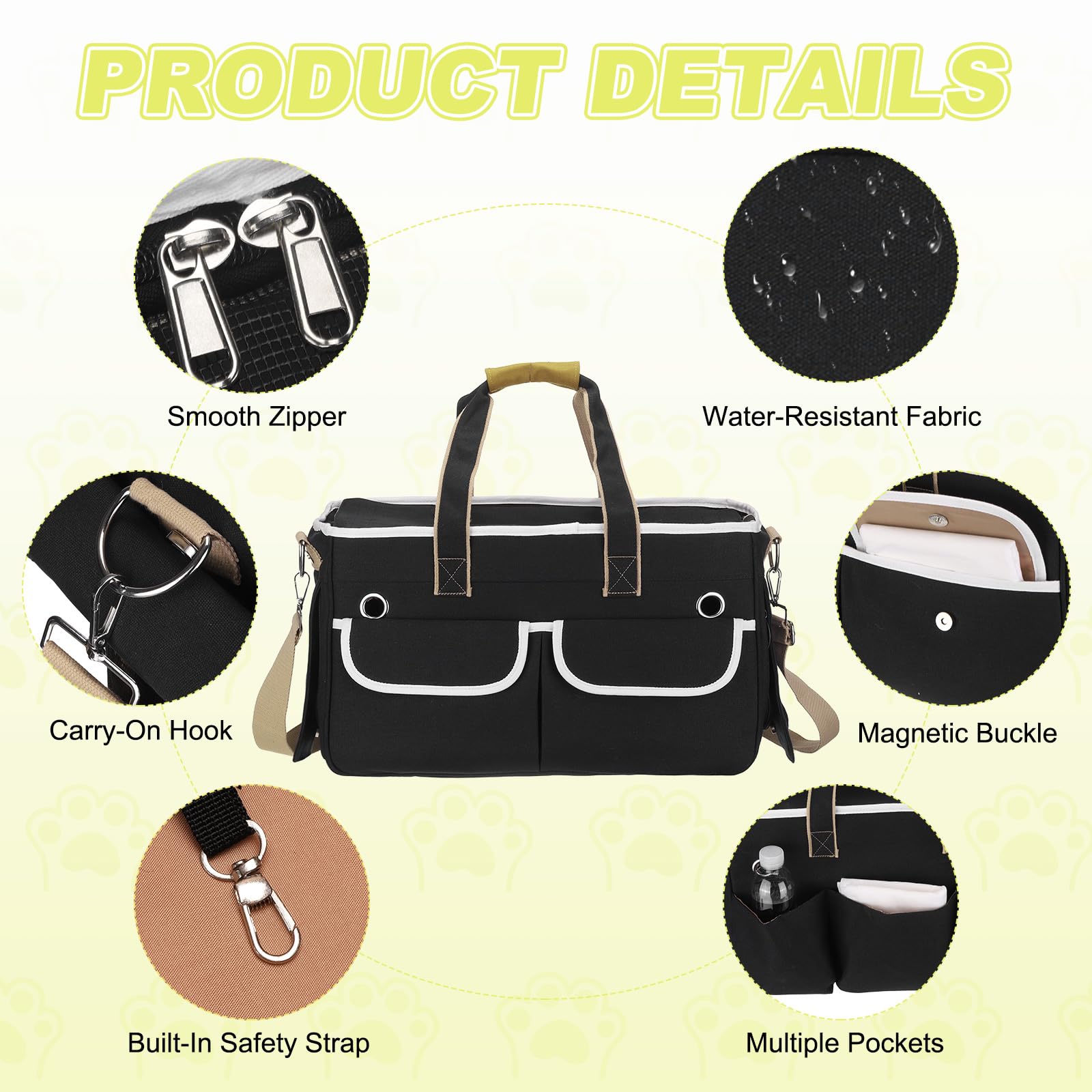 QUARKZMAN Transportador para Gatos, Cubierta Enrollable, Transportador para Mascotas Transpirable Bolsa De Viaje para Mascotas hasta 16.5 Lbs (Negro),
