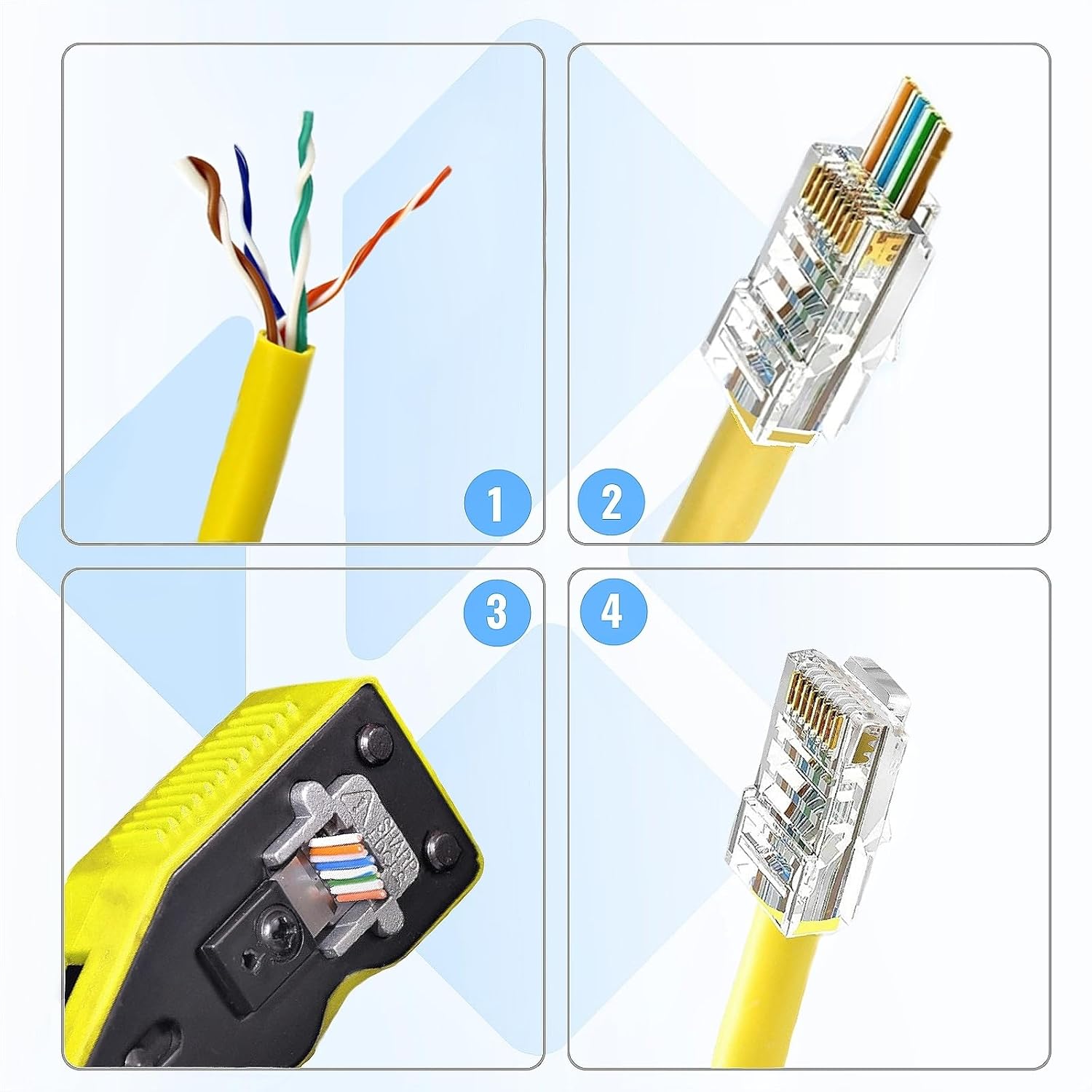 200 Pack Cat5e RJ45 Pass Through Connectors, 8P8C UTP Ethernet Cable Ends | Awishwell Cat5 RJ45 Connector Plugs for Solid & Stranded Wire, Modular Crimp Ends for Network LAN Cable Termination