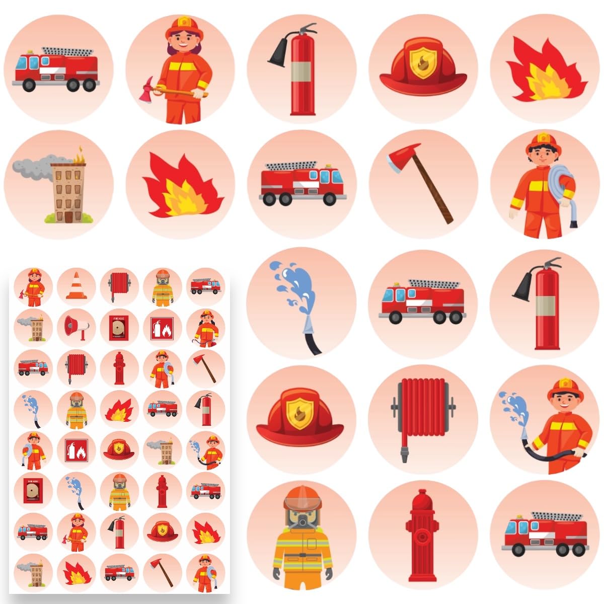 Firefighters Stickers - 800Pcs fire Department Fireman and Firetruck Stickers for Kids, Party Favors, Party Decorations and giveaways