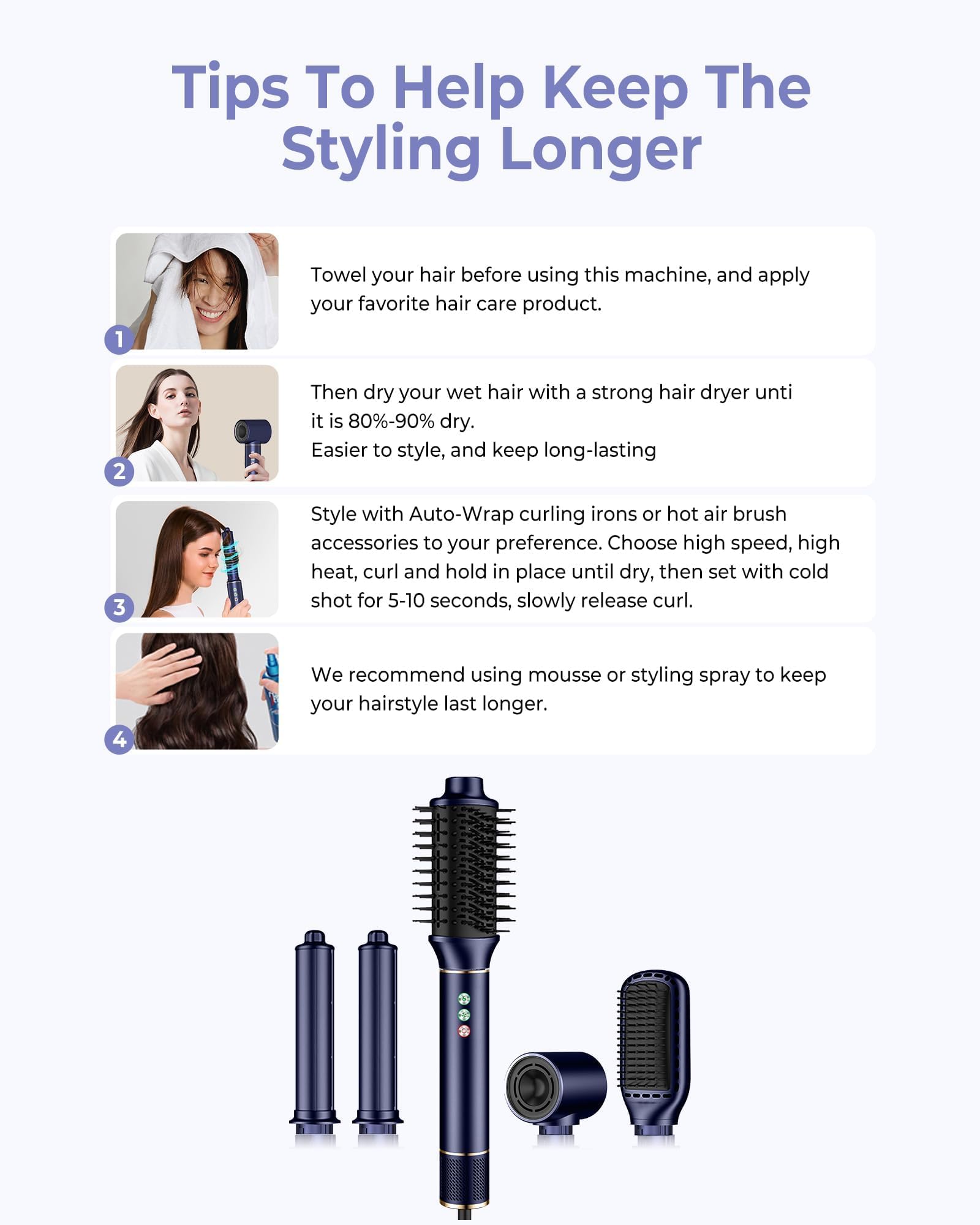 Airstyler 5 en 1, secador de pelo 110 000 rpm, flujo de aire 20 m/s, 340 g