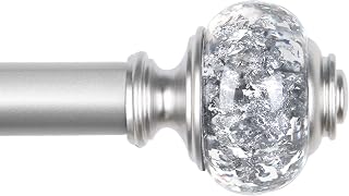 USFOOK 7/8 Inch Telescoping Splicing Curtain Rod 32-58 Inches - Silver Bling Finials for Smooth Sliding Drapes, 22lbs Capacity
