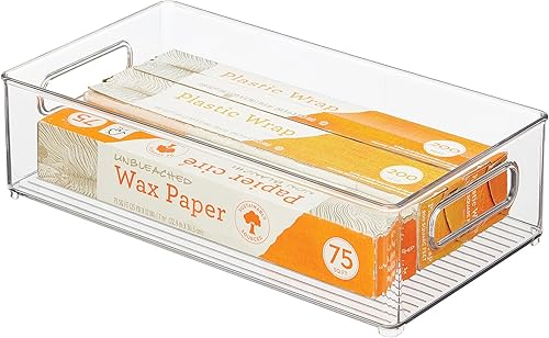 iDesign - Contenedor apilable para refrigerador, contenedor de almacenamiento para congelador u organización de despensa, transparente, fabricado en