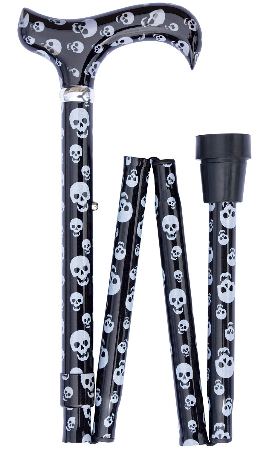 Classic Canes Gehstock mit Totenkopf-Motiv modisch faltbar verstellbar Aluminium