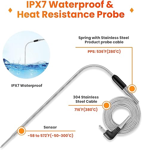 Miniatura 8 de SMARTRO ST54 Termómetro digital de carne de doble sonda para cocinar alimentos, cocina, horno, barbacoa, parrilla con modo temporizador y sondas de