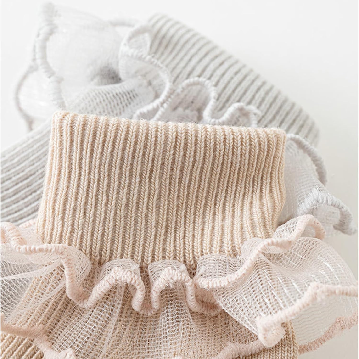 Antislip Socks Ruffle Lace Trimmed Socks Girl Short Toddler AntiSlip Knitted Cotton Warm Footwear Breathable Soft