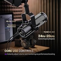 Vista 6 de FIFINE Micrófono para podcast, micrófono dinámico vocal USB/XLR para transmisión, grabación, emisión, creador de contenido, micrófono de estudio