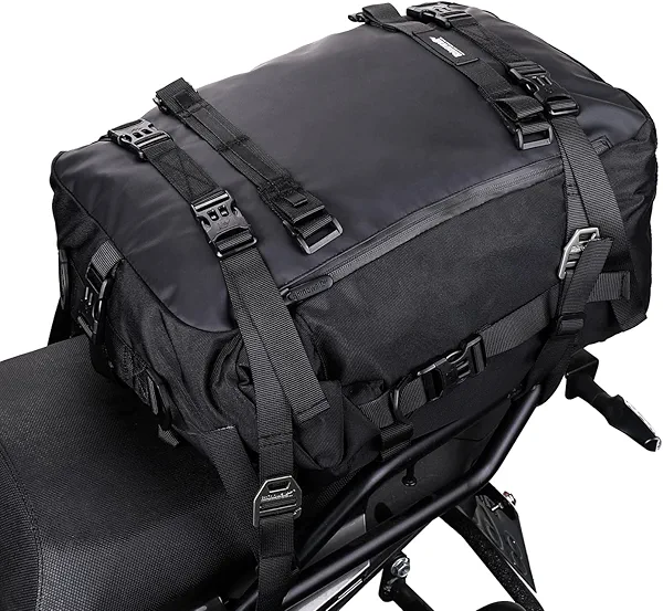 abamita Motorcycle Tail Bag 30L Waterproof Motor Pannier Travel Luggage Motorbike Rear Rack Trunk Storage Professional Accessories-Black