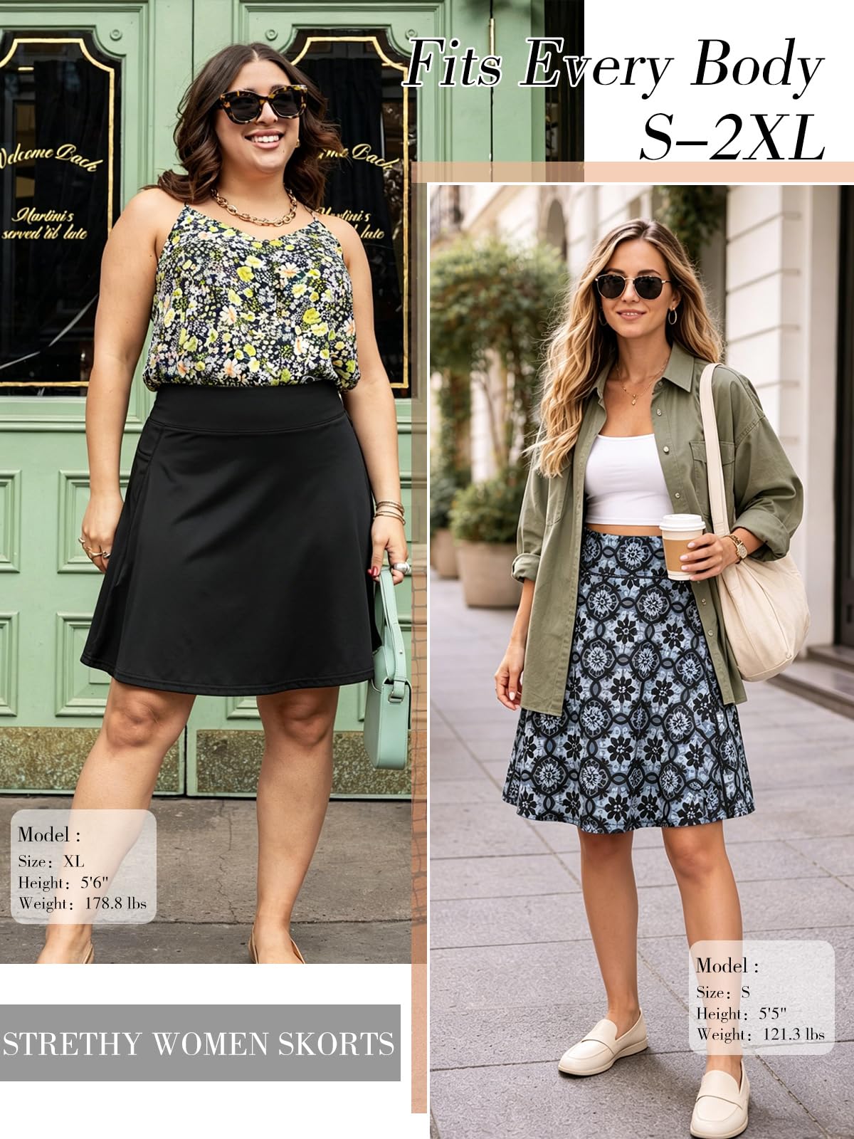 KORALHY Falda pantalón para mujer, largo de 50 cm hasta la rodilla, para tenis, atletismo, golf, informal, con 4 bolsillos