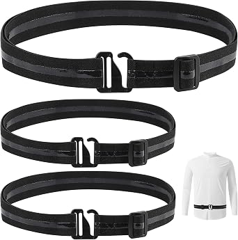 PineHaven 3 Pack Tuck-It Belt Style Shirt Stay for Men,Adjustable Non-Slip Elastic Shirt Holders Keep Shirts Tucked In Men Women Tuck-It Style Shirts Lock Black