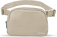 Vista 29 de Cangurera cruzada para mujer, mini bolsa para cinturón de 1 litro con correa ajustable de 32 a 51 pulgadas, bolsa de cintura pequeña para viajes