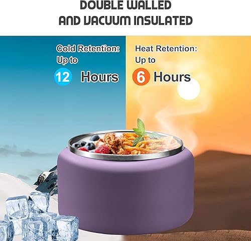 Miniatura 17 de Termo de sopa de 13.5 onzas para niños con tapa de hebilla, recipiente de comida aislado al vacío, boca ancha, a prueba de fugas, acero inoxidable