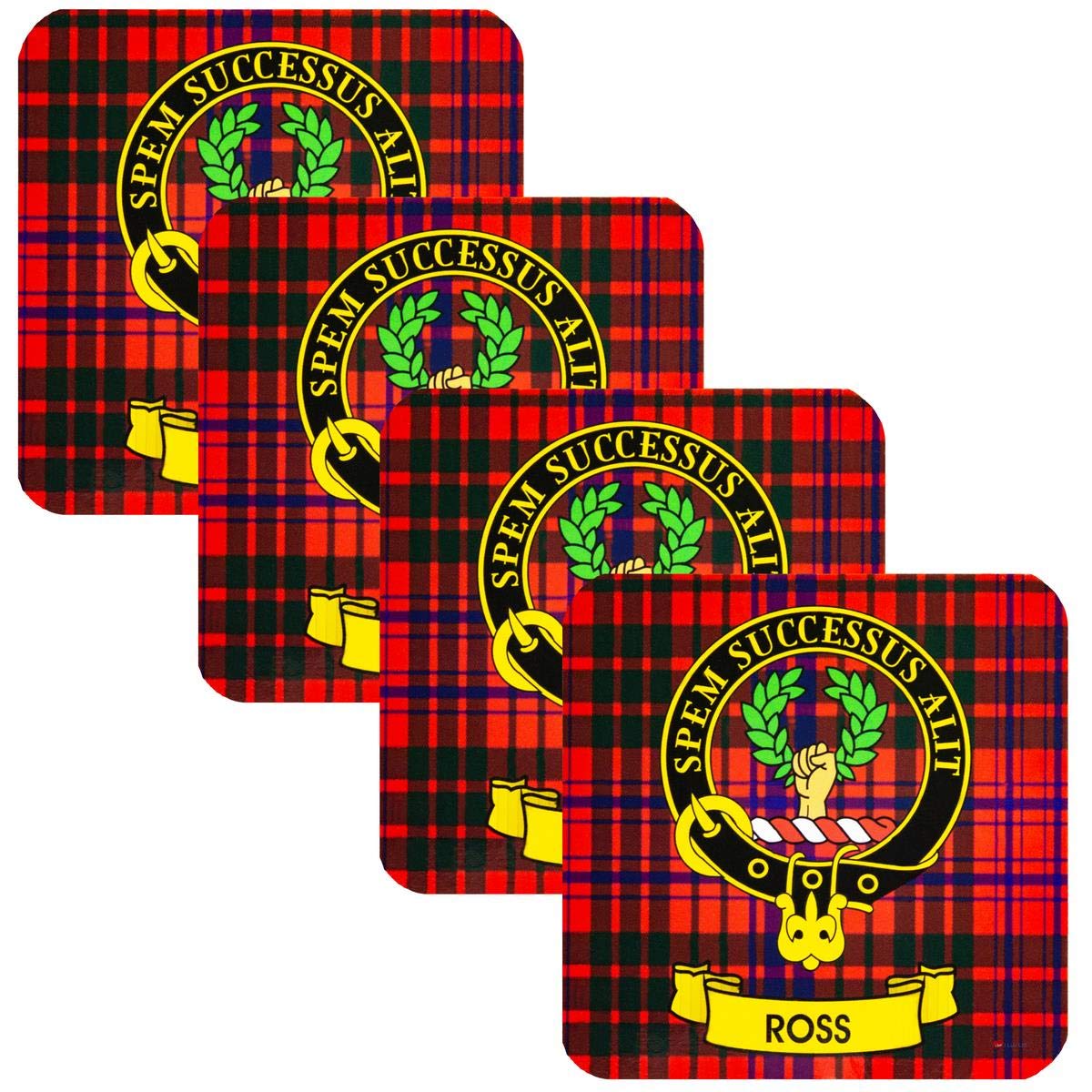 I Luv Ltd Ross Square Coasters Scottish Clan Crest Set Of 4 From Scotland
