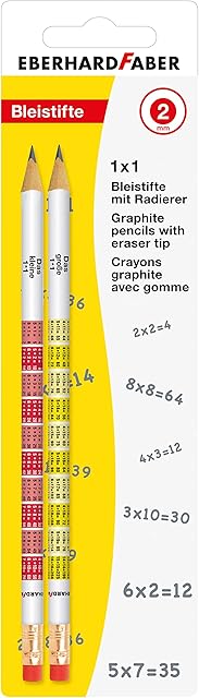 Eberhard Faber Times Tables Round Graphite Pencils with Eraser (Pack of 2)