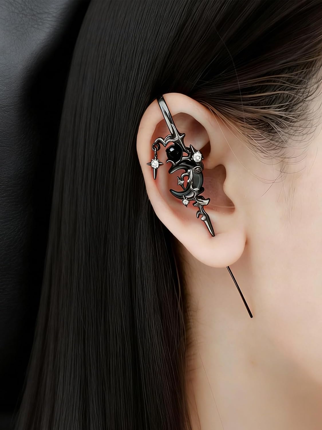 2PCS Myth Of The Moon Needle Earrings Helix Sword Piercing Ear Hook image 3