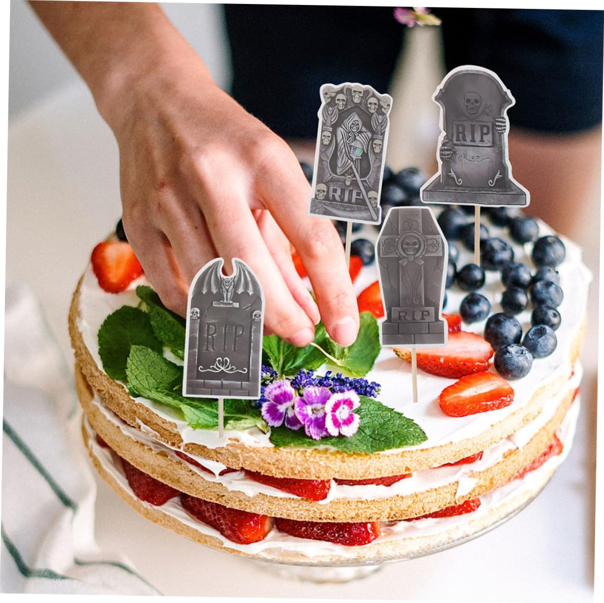 Halloween Decorations halloween cupcake decorations paper tombstone Birthday Cake Wood 12pcs Halloween Decor