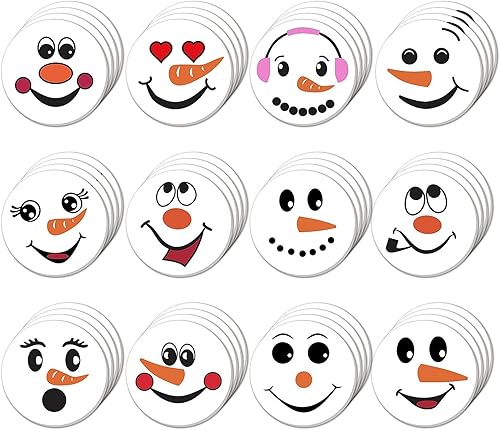 48 notas adhesivas de cara de muñeco de nieve de Navidad, notas adhesivas de expresión de muñeco de nieve, notas autoadhesivas de invierno para