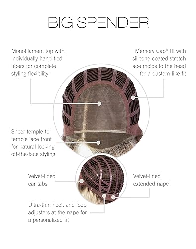 Miniatura 4 de Raquel Welch Peluca Big Spender Pageboy de longitud al hombro con sofisticadas ondas caídas por Hairuwear, gorra de tamaño medio, RL1923SS Biscuit