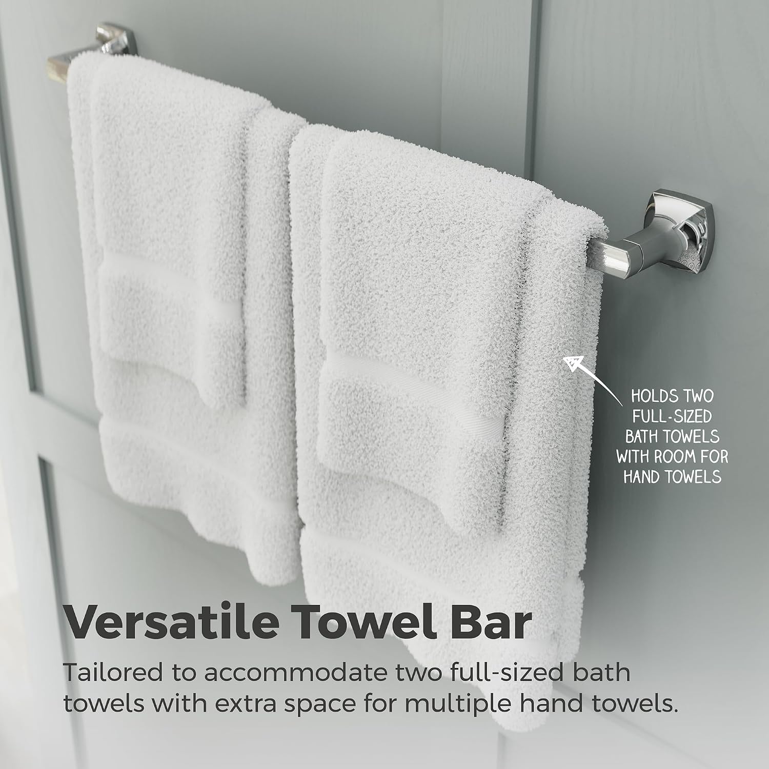 Pfister Vaneri Bath Towel Bar for Bathroom, 24-Inch, Wall-Mounted, Screw-in, Polished Chrome Finish, BTBVRI2C