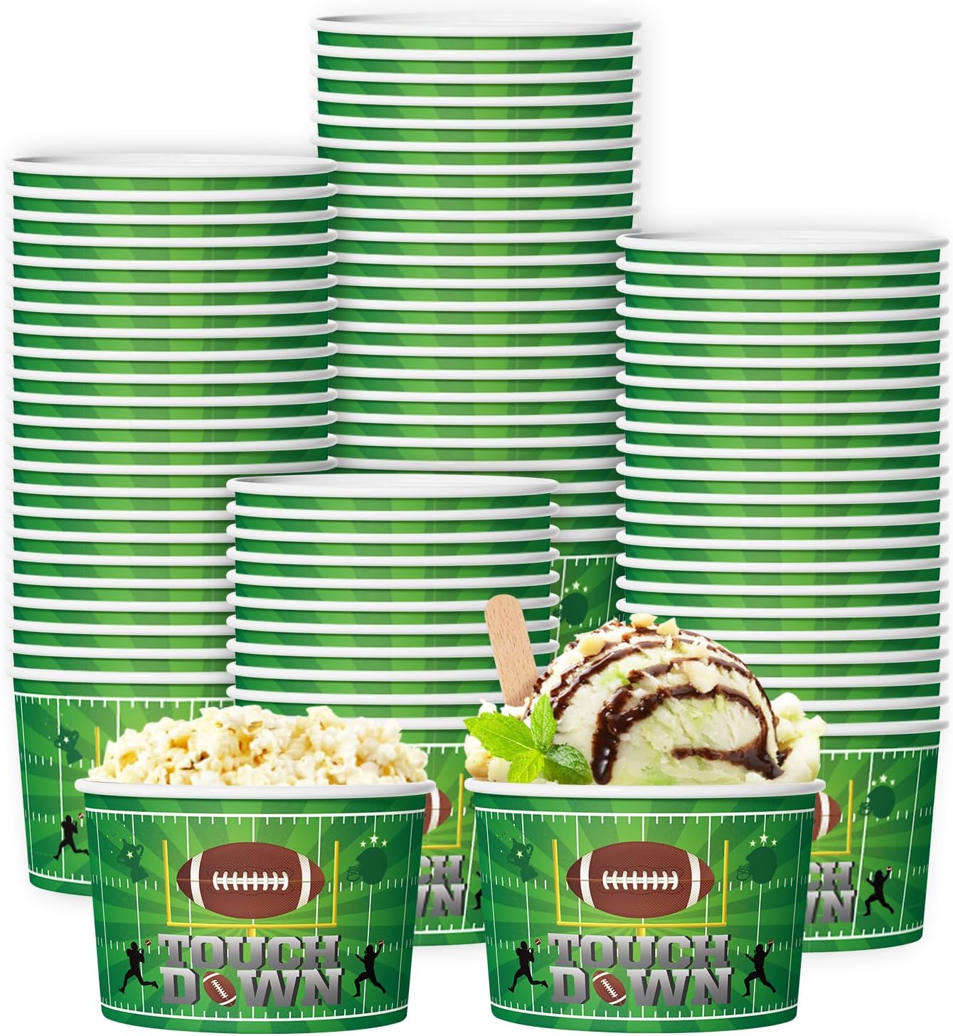 LKITMIUT 50 Pcs Football Bowls Sports Snack Bowl 9 oz Tailgate Theme Snack Cups Sports Chili Bowls Touchdown Paper Cups Football Birthday Party Decorations Ball Birthday Supplies Tailgate Party Decor