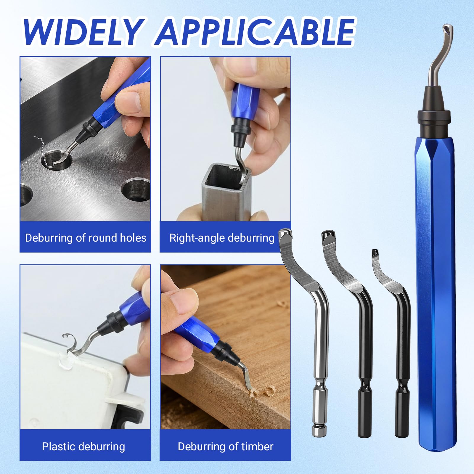 Kit de Desbarbado Manual con 10 Cuchillas, 5 Limas y Alicate de Corte para Metal, Plástico, Resina